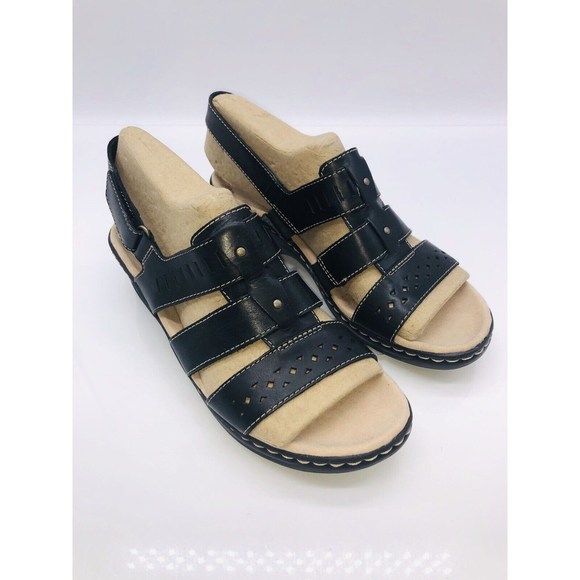CLARKS Collection Women's Lexi Qwin Sandals Black Leather - Picture 2 of 9